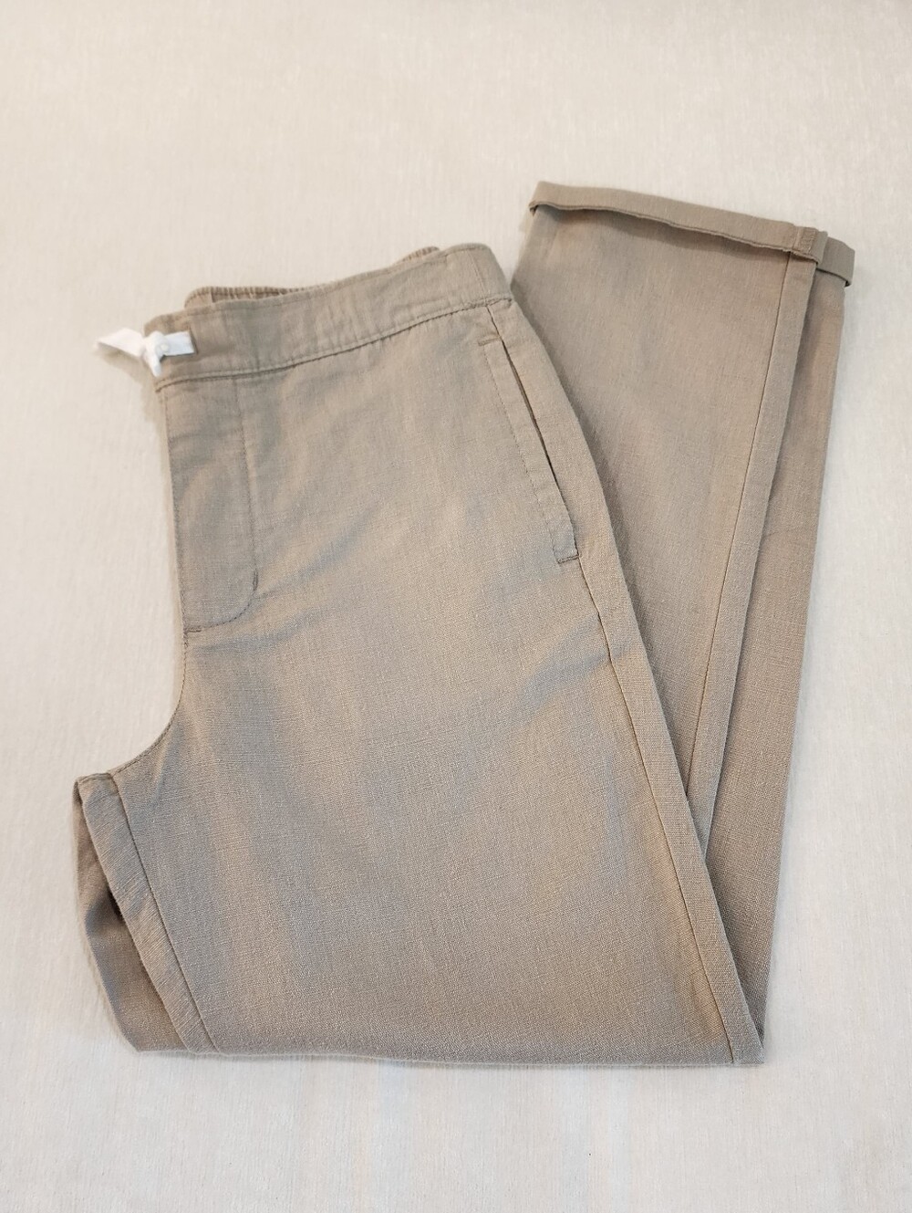 Janie and Jack Boy's Linen Blend Khaki Drawstring Chinos in Taupe